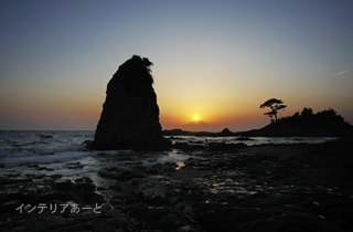 画像1: 中村路人/立石(秋谷) 海岸ダイヤモンド富士(夕陽)